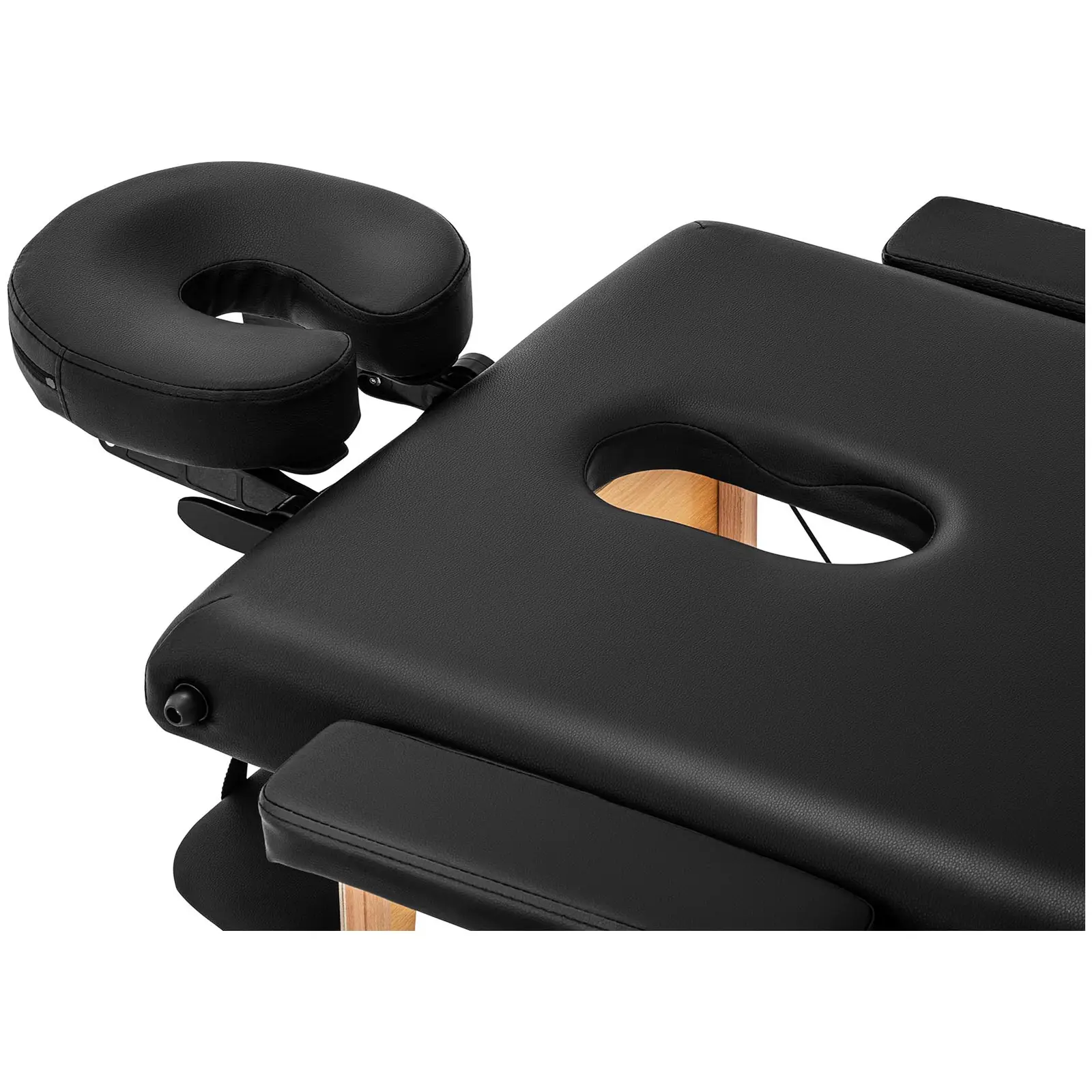 Massageliege klappbar - extrabreit (70 cm) - neigbare Fußstütze - Buchenholz - schwarz
