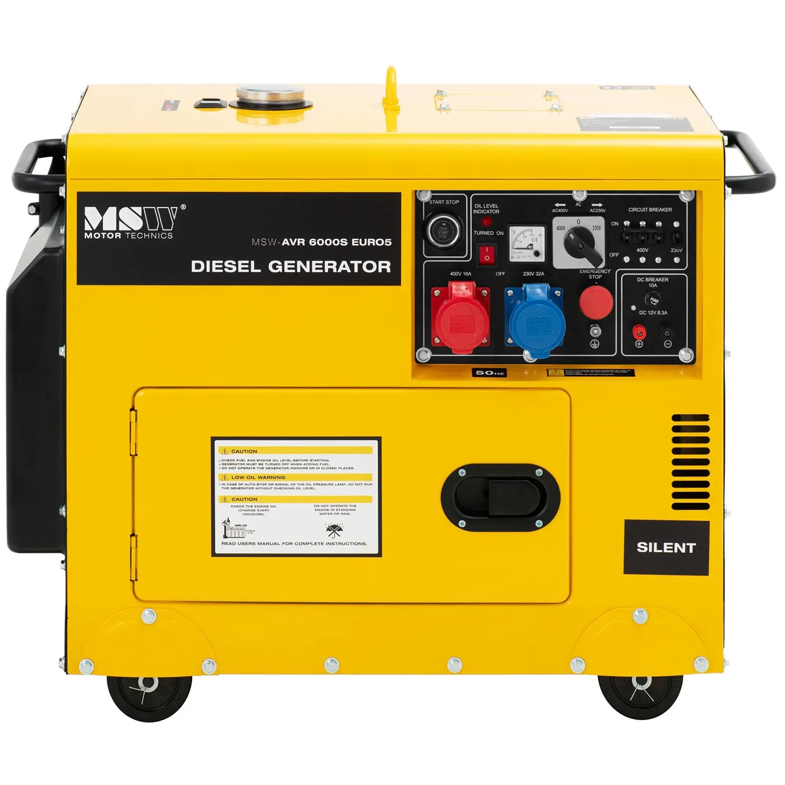Notstromaggregat Diesel - 5100 / 6000 W - 16 L - 240/400 V - mobil - AVR - Euro 5