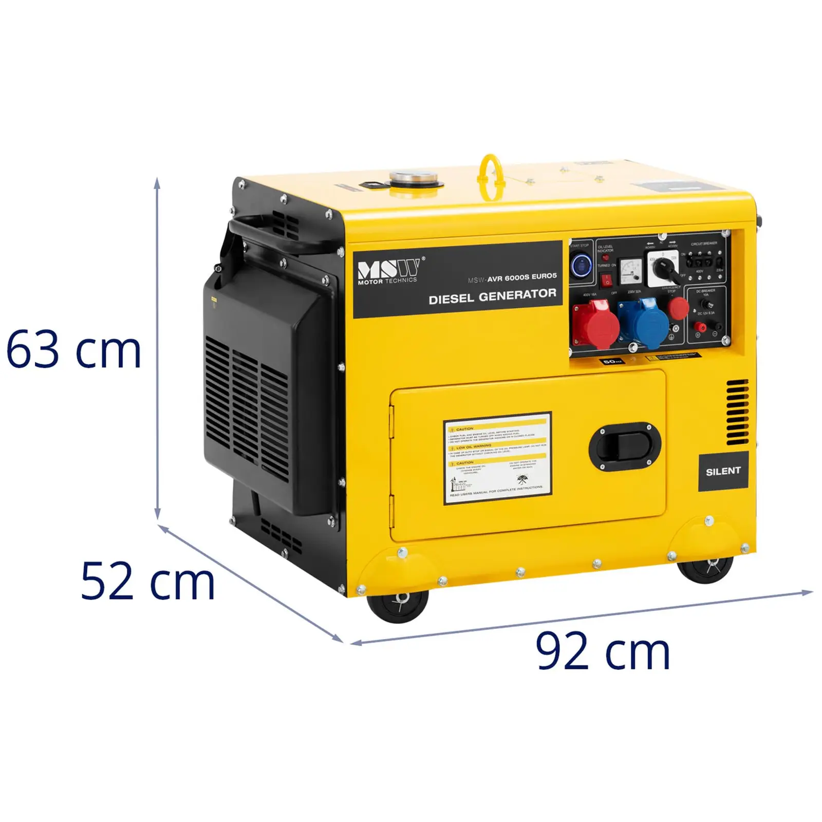 Notstromaggregat Diesel - 5100 / 6000 W - 16 L - 240/400 V - mobil - AVR - Euro 5