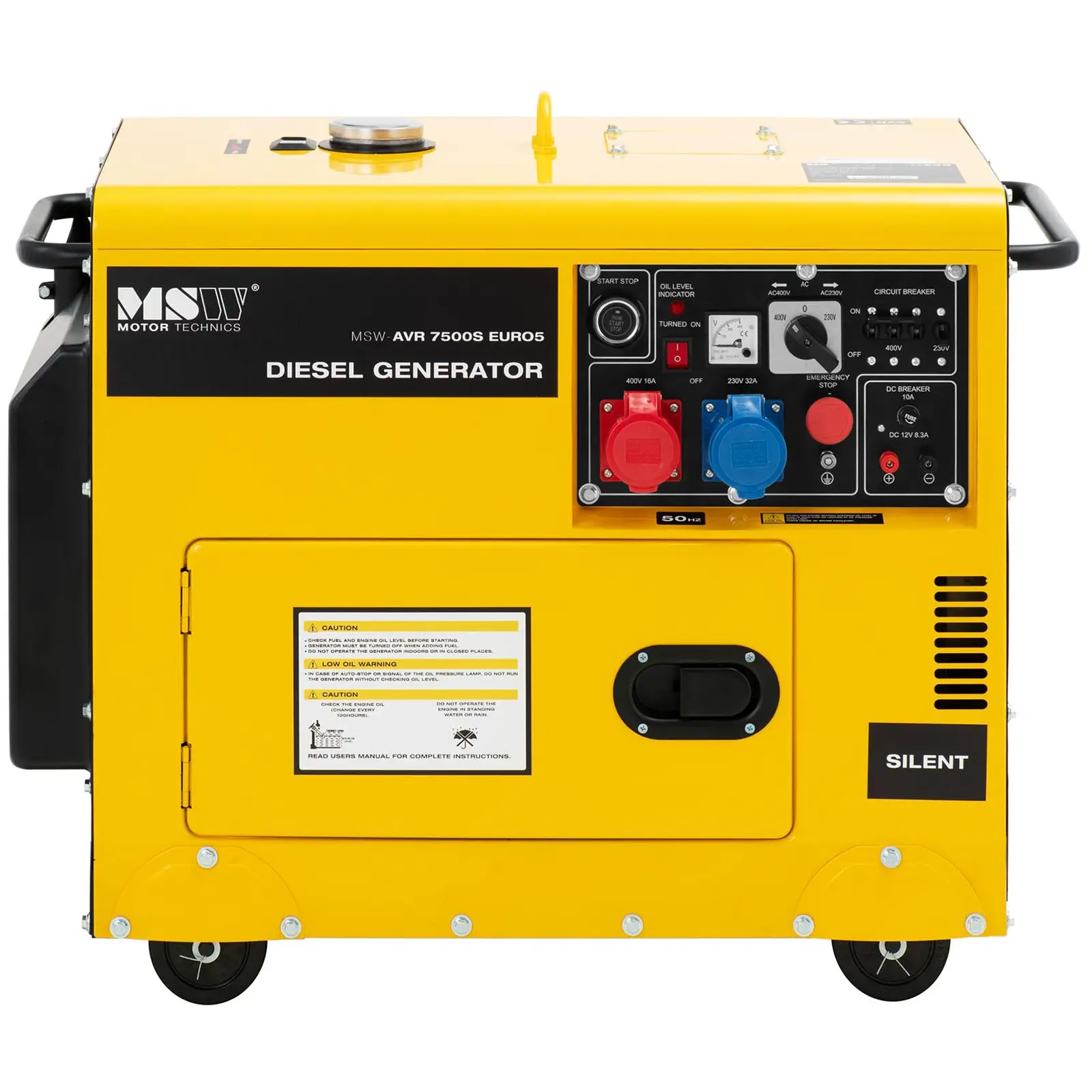 Notstromaggregat Diesel - 6370 / 7500 W - 16 L - 230/400 V - mobil - AVR - Euro 5