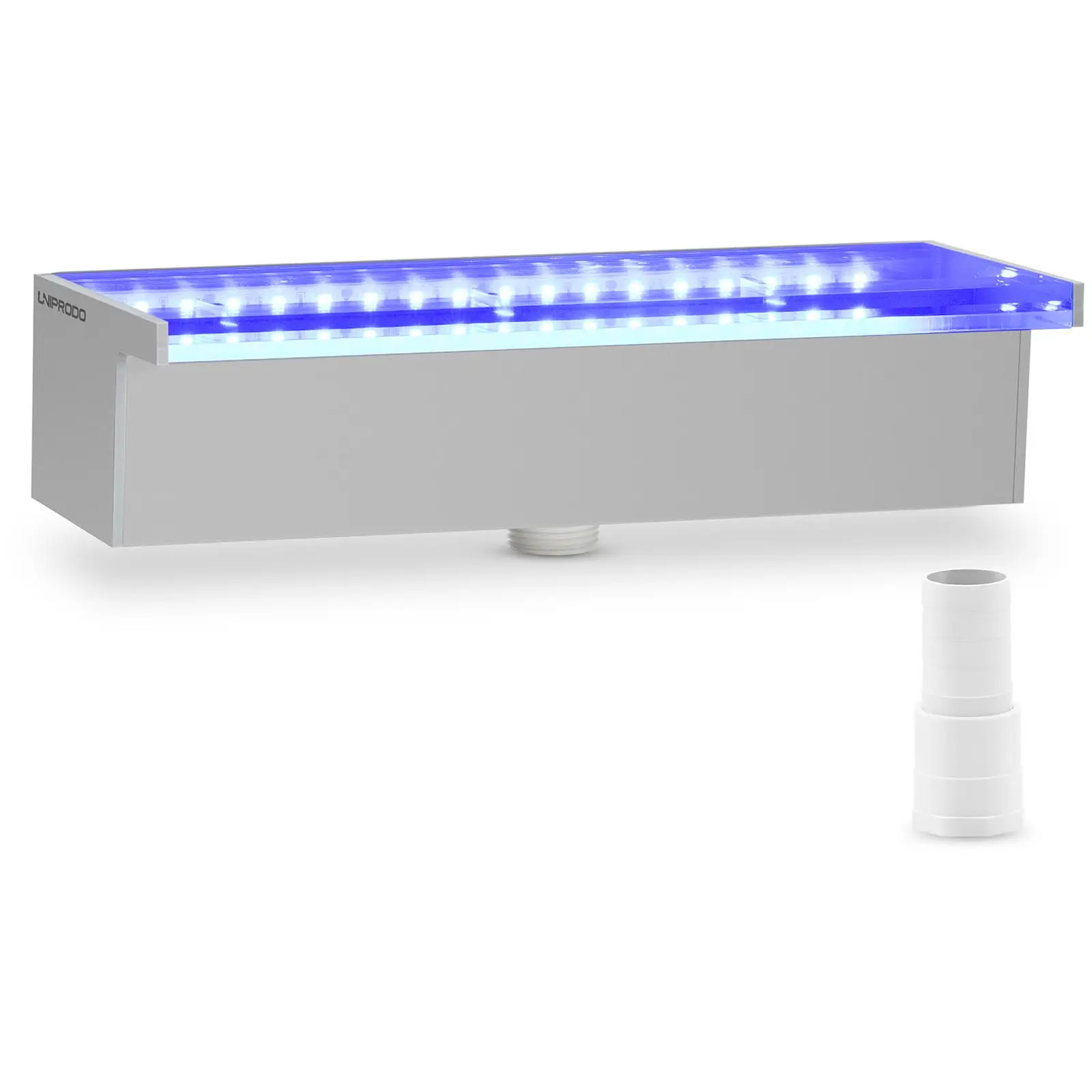 Schwalldusche - 30 cm - LED-Beleuchtung - Blau / Weiß - tiefer Wasserauslauf