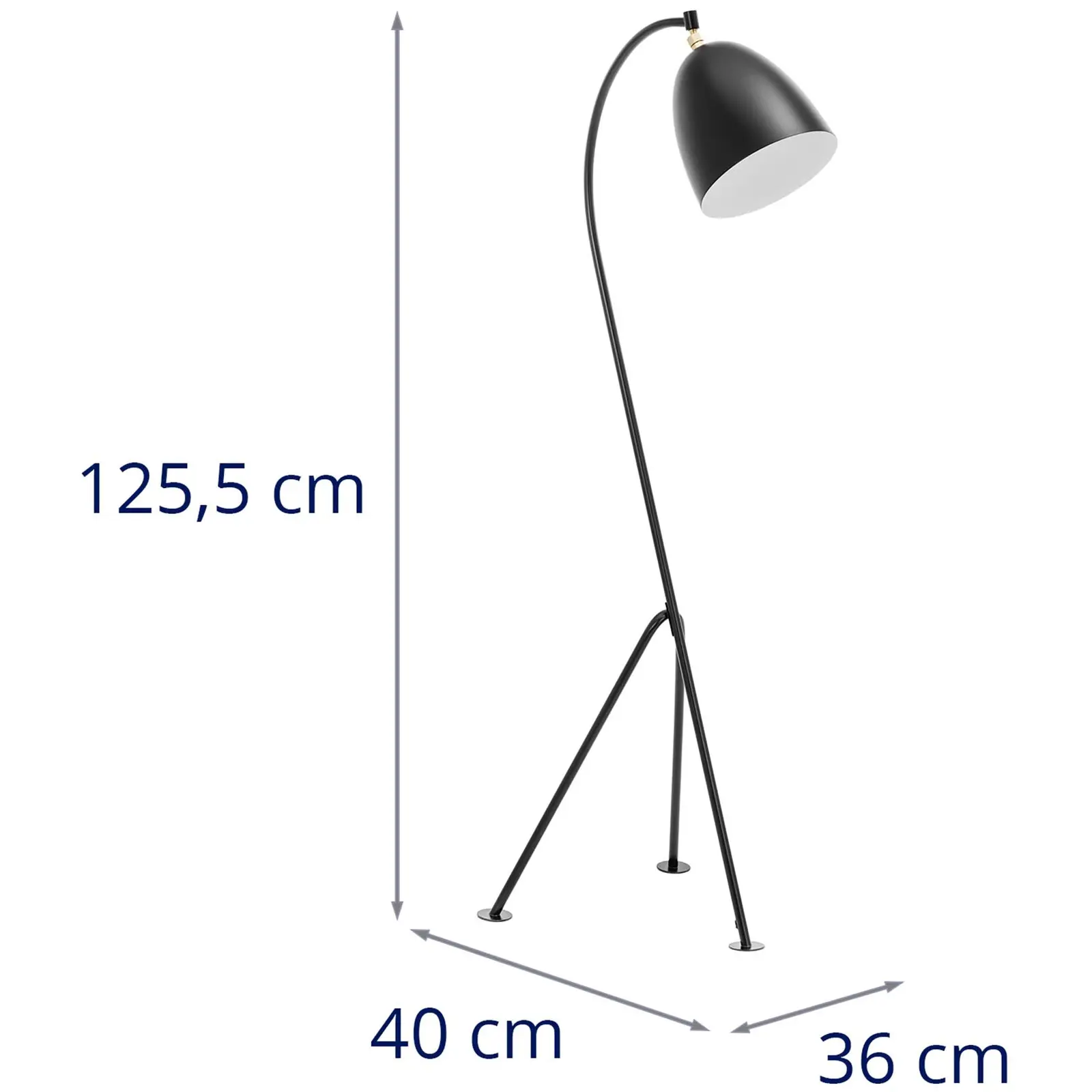 Bogenlampe - beweglicher Metallschirm - 40 W - Höhe 125 cm