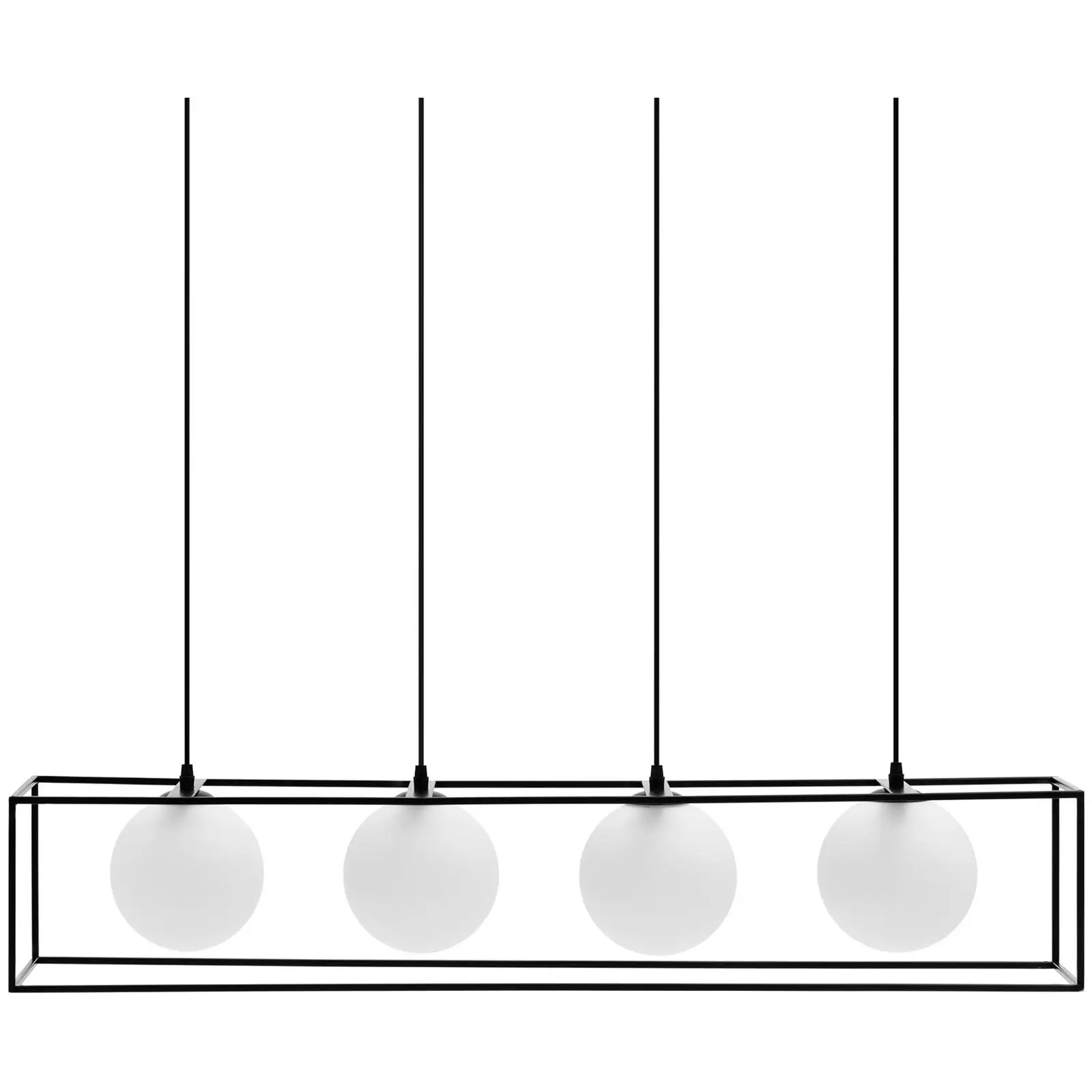 Pendelleuchte - 4 Leuchtmittel - Glaskugeln in Eisenrahmen