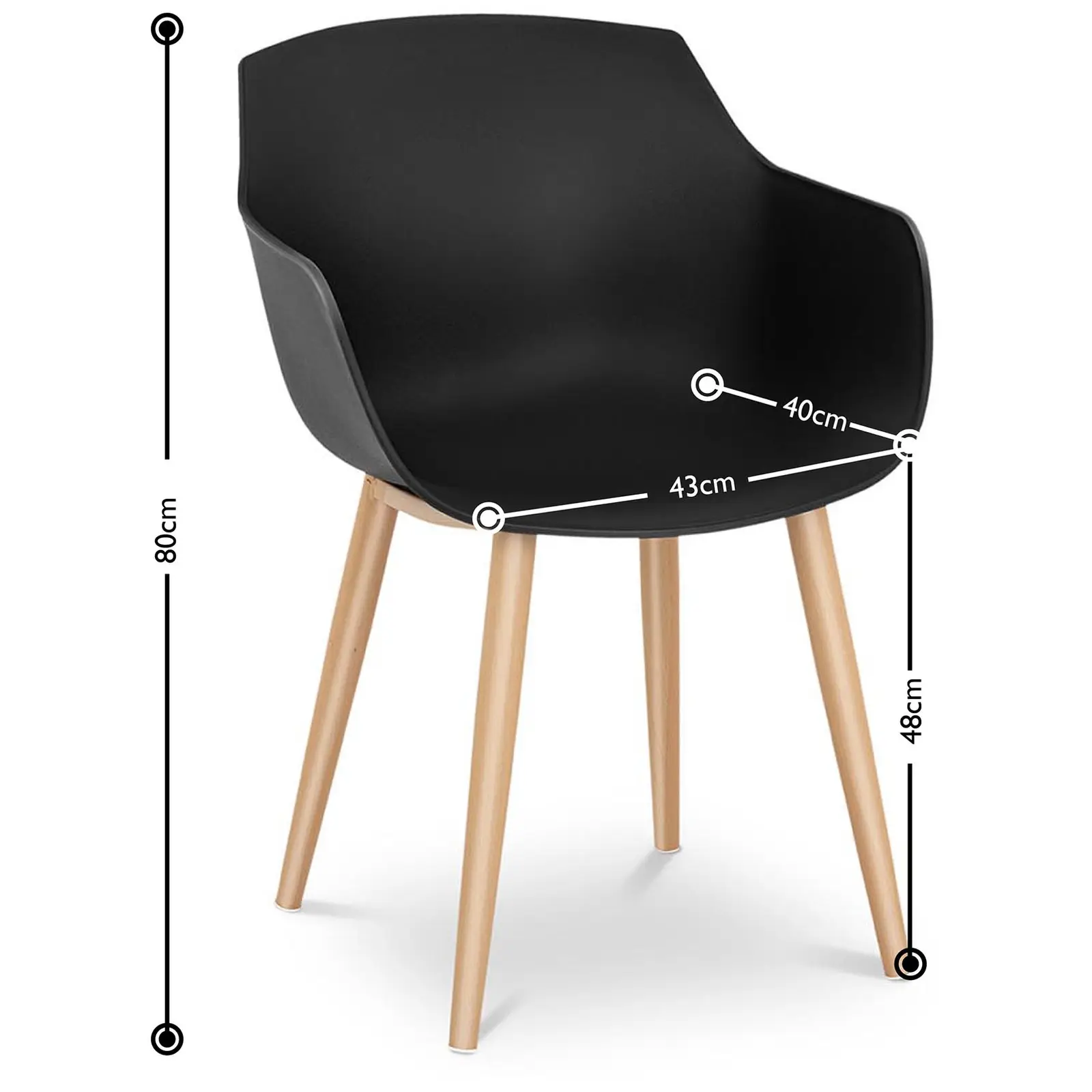 Stuhl - 2er Set - bis 150 kg - Sitzfläche 43 x 40 cm - schwarz