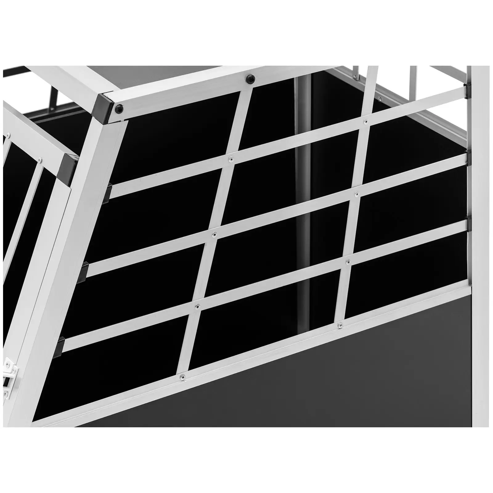 Hundetransportbox - Aluminium - Trapezform - 95 x 85 x 70 cm - mit Trenner