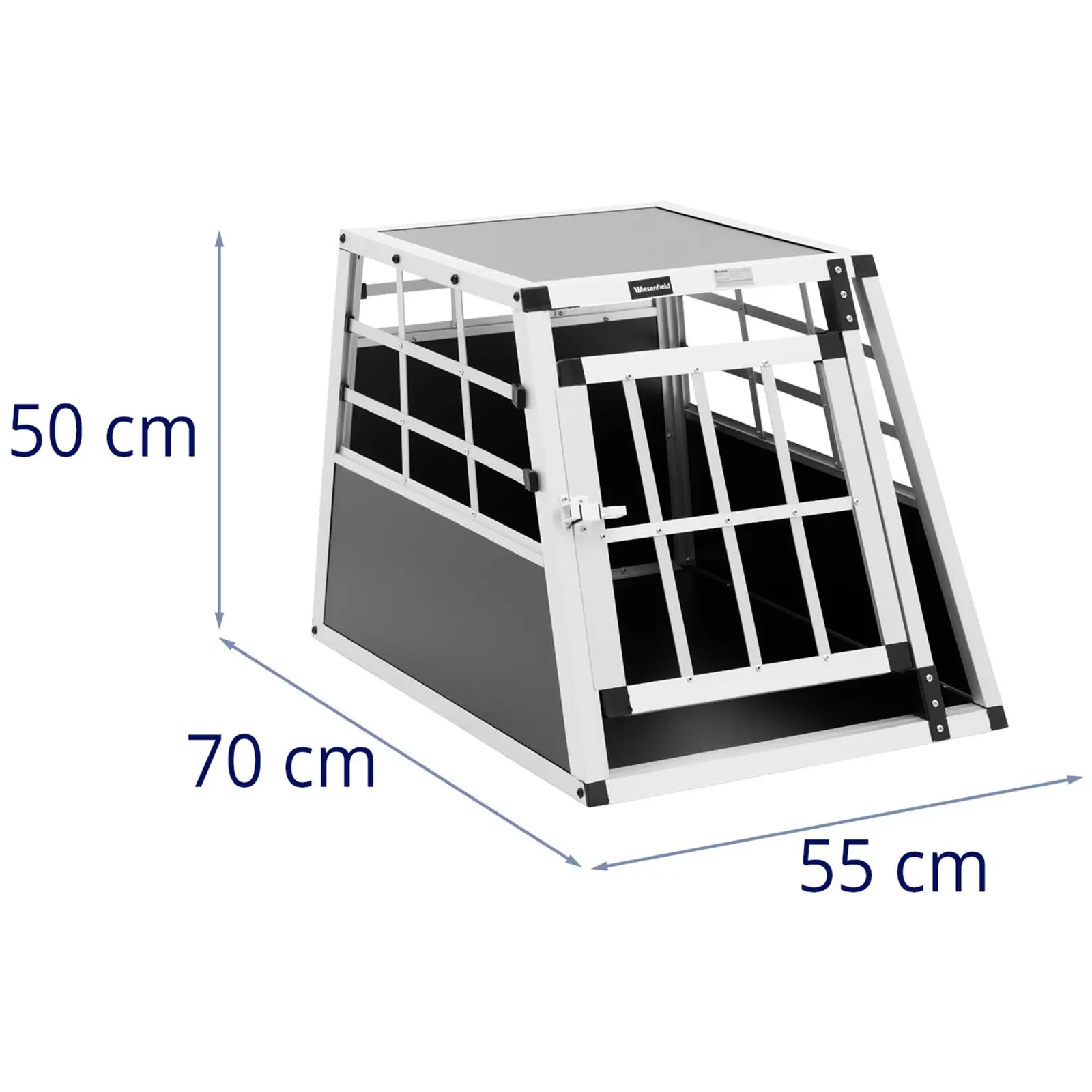 Hundetransportbox - Aluminium - Trapezform - 55 x 70 x 50 cm