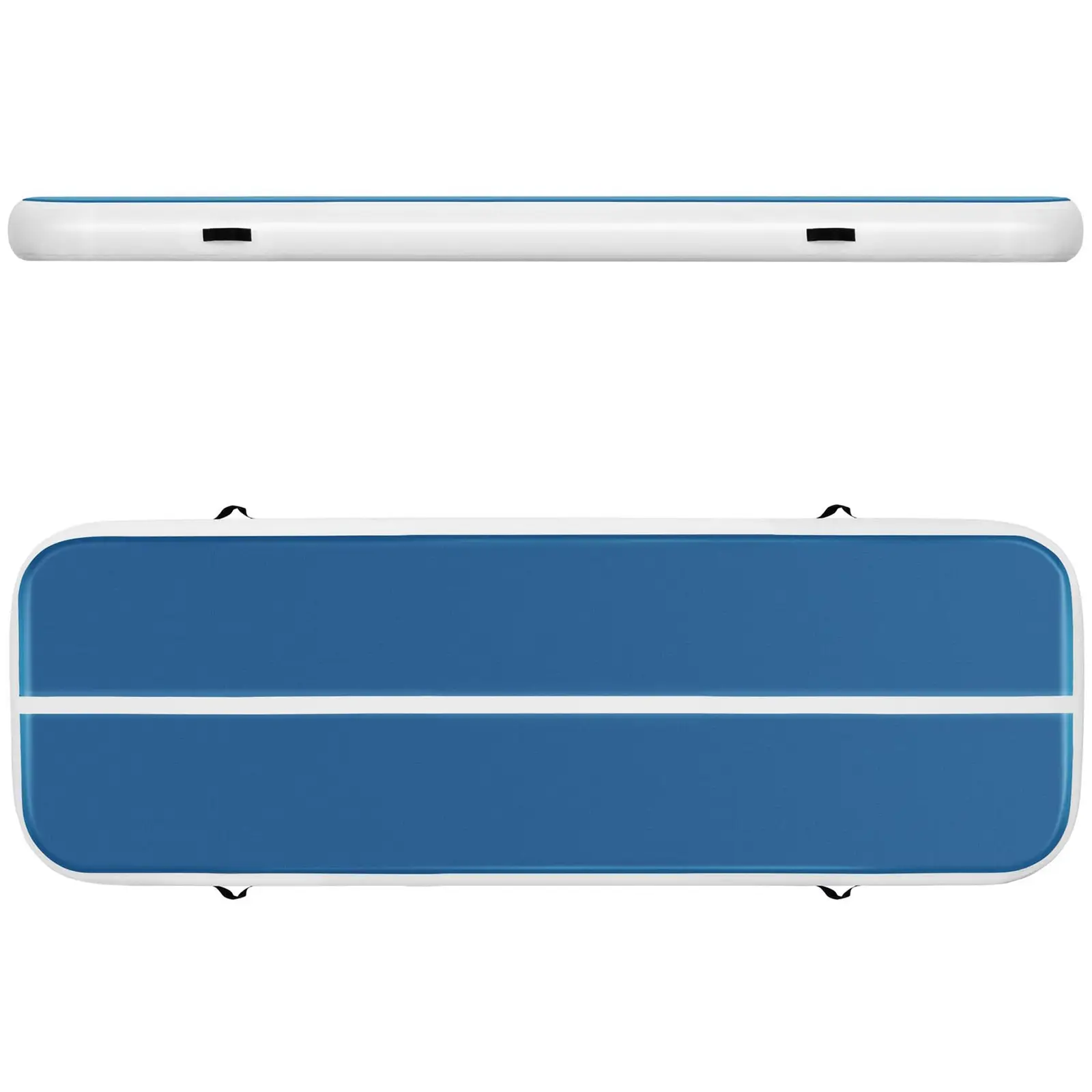 Set Aufblasbare Turnmatte inklusive Luftpumpe - 300 x 100 x 20 cm - 150 kg - blau/weiß
