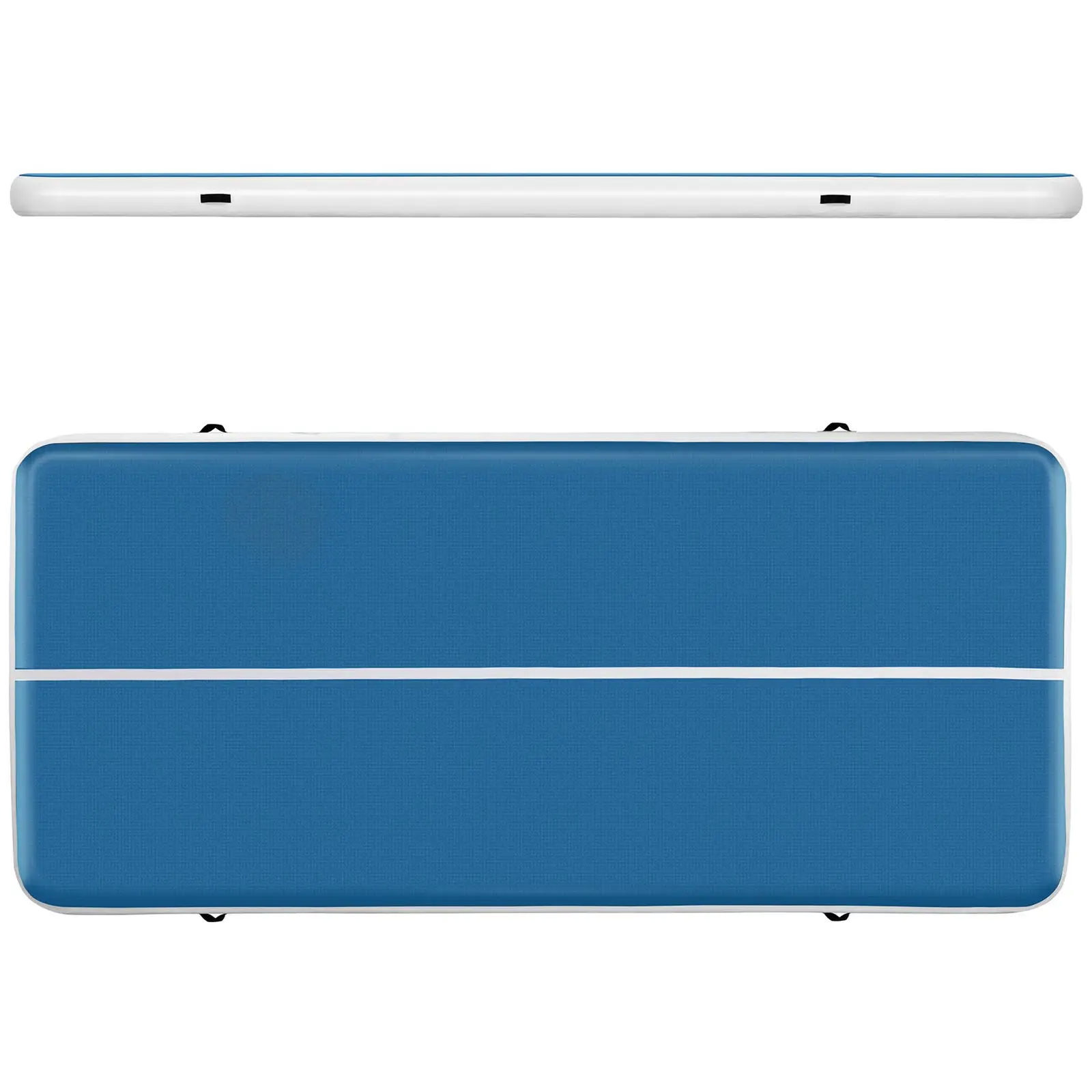 Set Aufblasbare Turnmatte inklusive Luftpumpe - 300 x 200 x 20 cm - 300 kg - blau/weiß