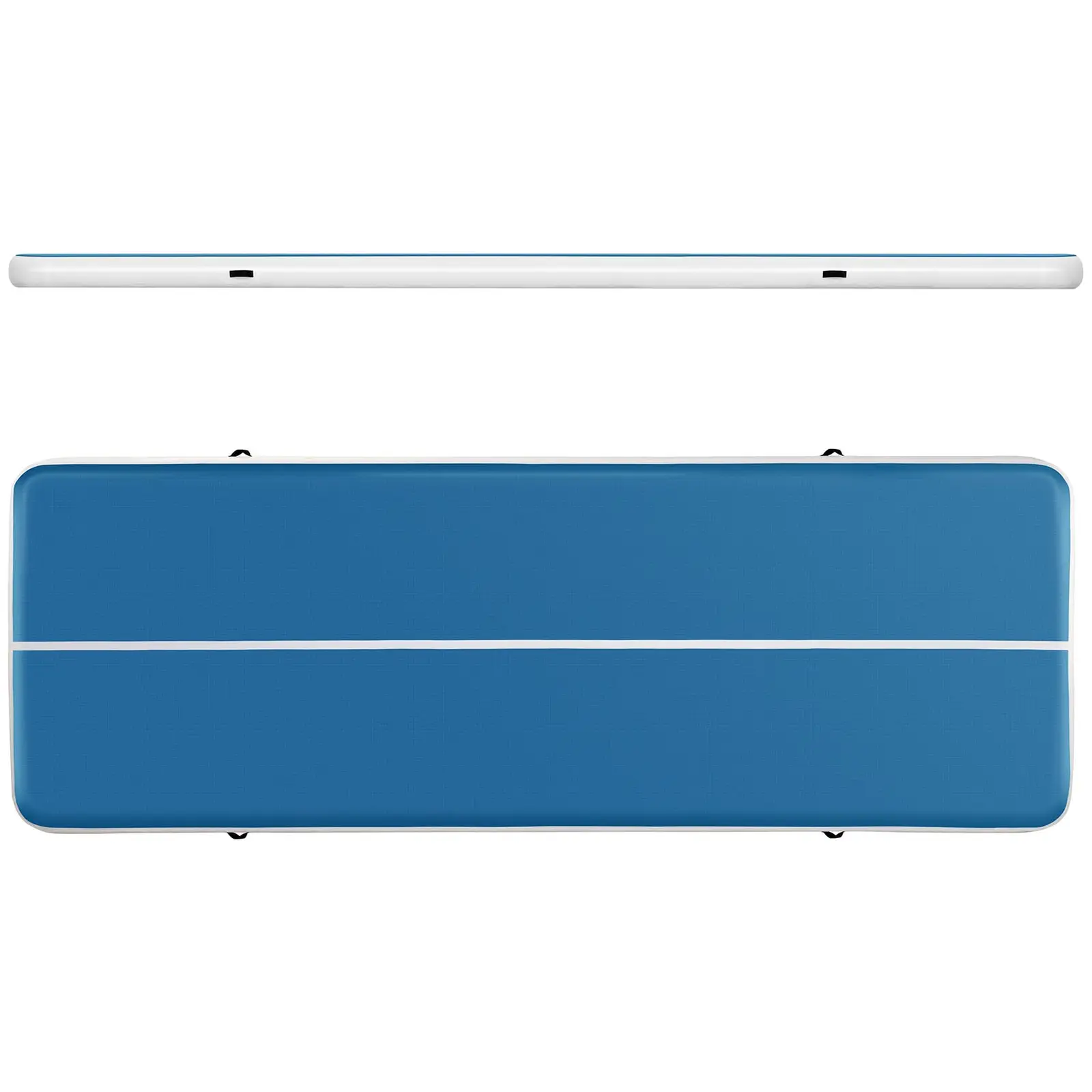 Set Aufblasbare Turnmatte inklusive Luftpumpe - 600 x 200 x 20 cm - 400 kg - blau/weiß
